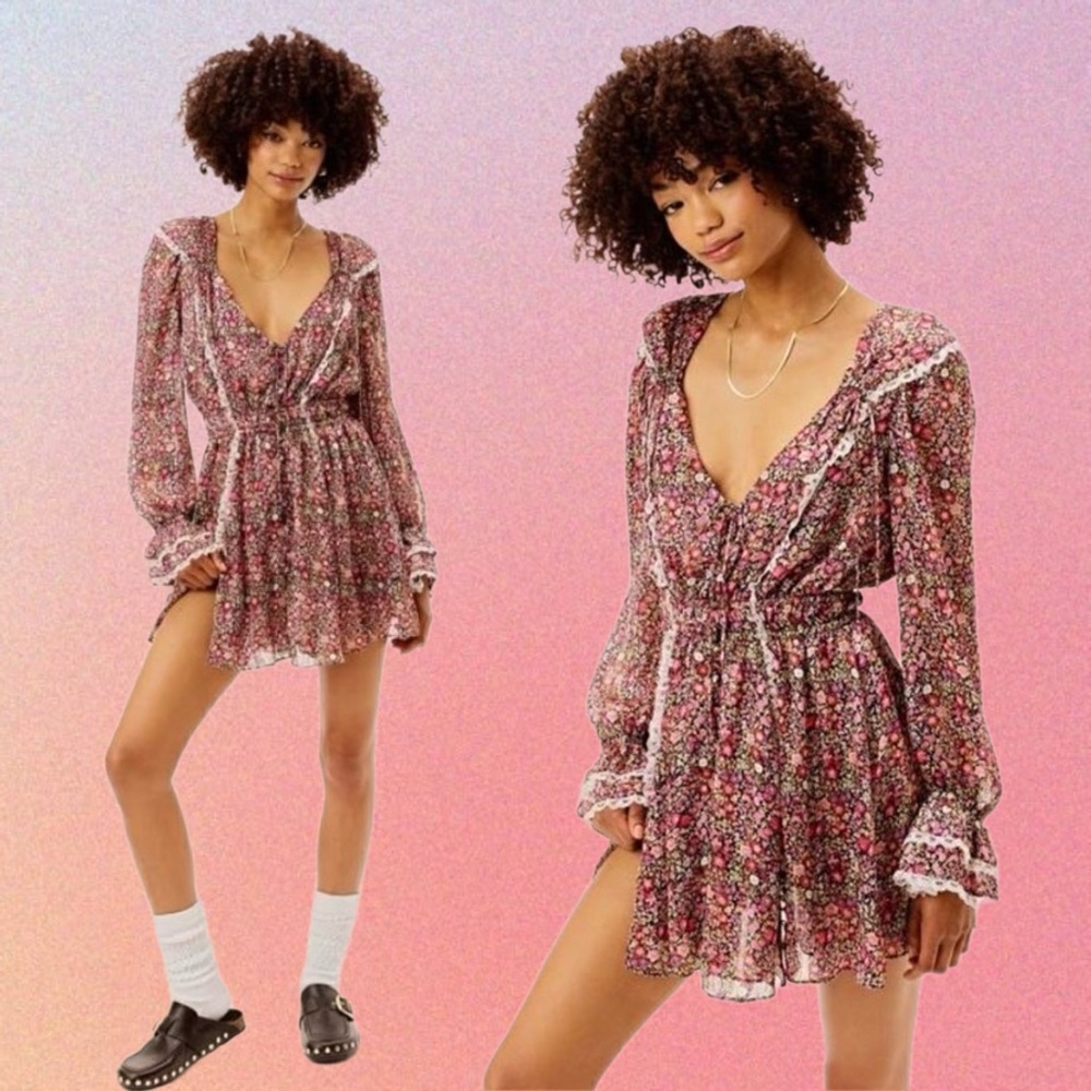 for love & lemons • grace mini dress in multi color floral s
